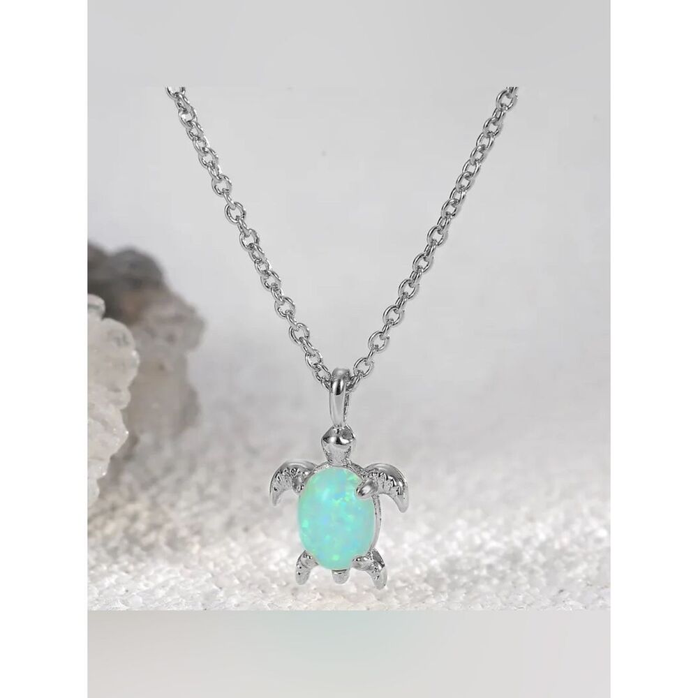 Opal Turtle Pendant Necklace Q1062